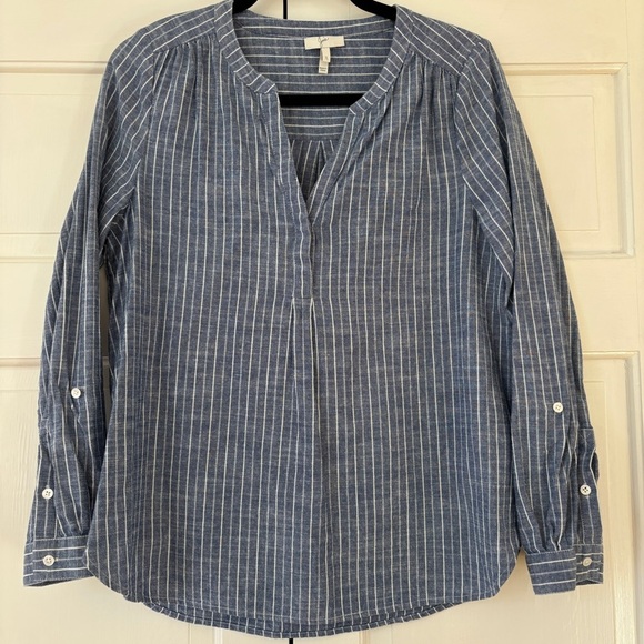 Joie Kalan Striped Chambray Boho Blouse Size Small 100% Cotton Nautical Theme - Picture 7 of 16